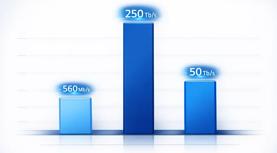 Gráfico comparando capacidades do TAT-8, cabo Dunant e tráfego brasileiro em 2025