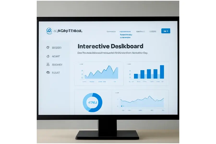 Dashboard interativo criado pelo ChatGPT Work exibido em tela de computador.