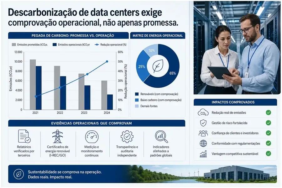 Descarbonização de data centers exige comprovação operacional, não apenas promessa