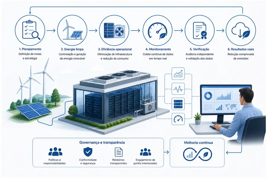 Descarbonização de data centers exige comprovação operacional, não apenas promessa