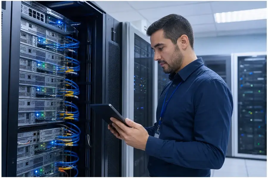 Servidor Oracle WebLogic vulnerável em data center corporativo.