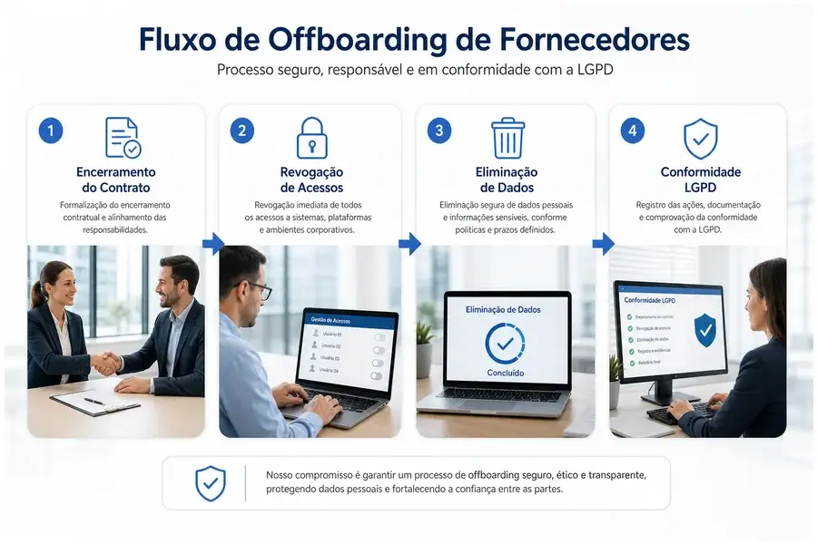 Diagrama explicativo do processo seguro de offboarding e conformidade com a LGPD