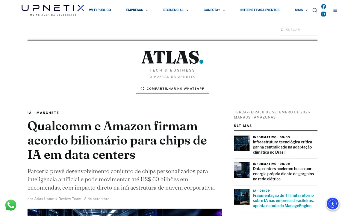 Página inicial de Atlas. Tech & Business Review