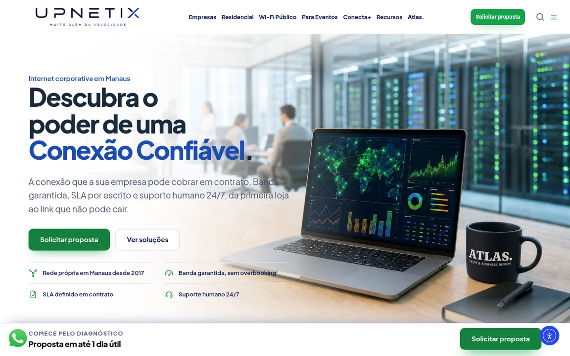 Página inicial de Upnetix