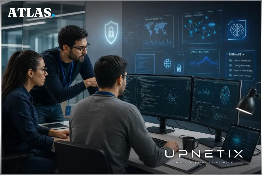 Equipe de pesquisadores de segurança usando IA para analisar código PHP em ambiente corporativo.