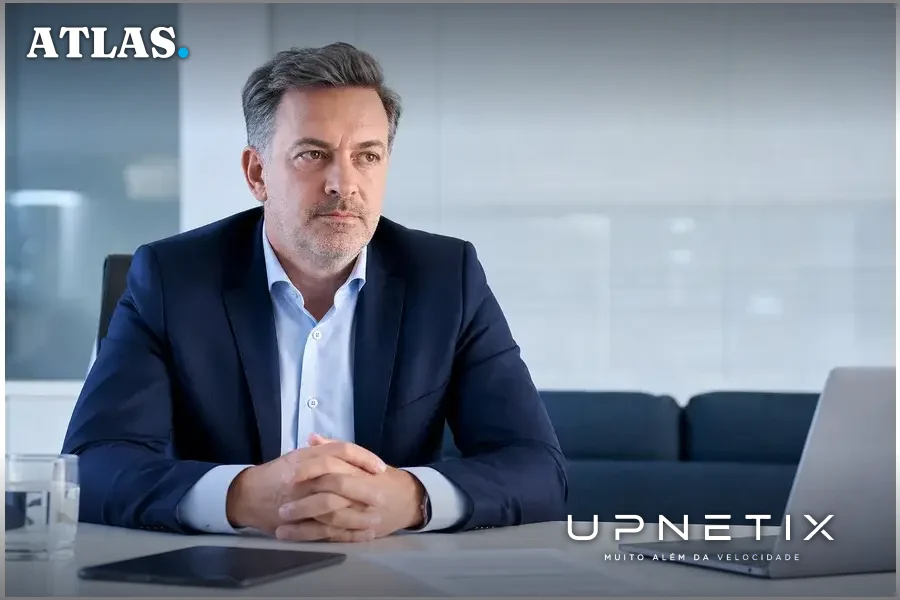 Retrato profissional de Tito Costa, executivo da Tecto Data Centers, em escritório moderno.