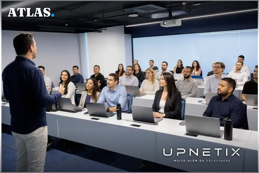 Treinamento da Academia de IA da Vibra com equipe em sessão de capacitação.