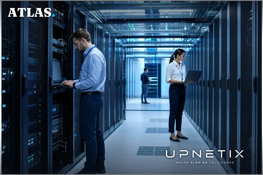 Data center corporativo representando infraestrutura de computação em nuvem usada por empresas brasileiras.