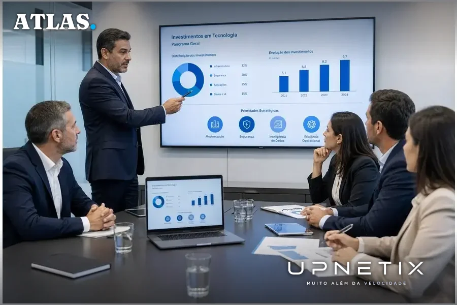 Executivos brasileiros reunidos discutindo estratégias para investimentos em data centers.