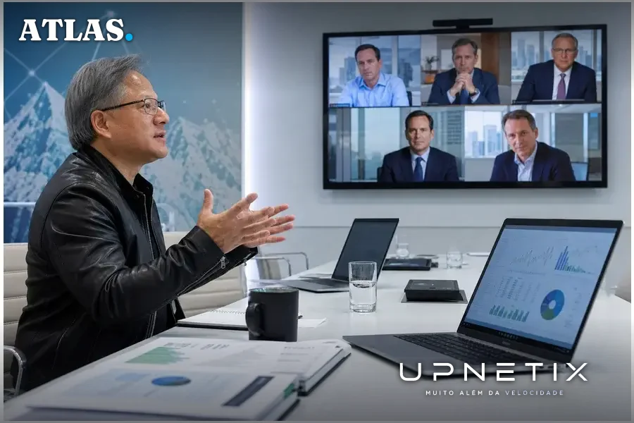 Executivo da Nvidia em reunião virtual com gestores financeiros globais para discutir investimento em infraestrutura de IA