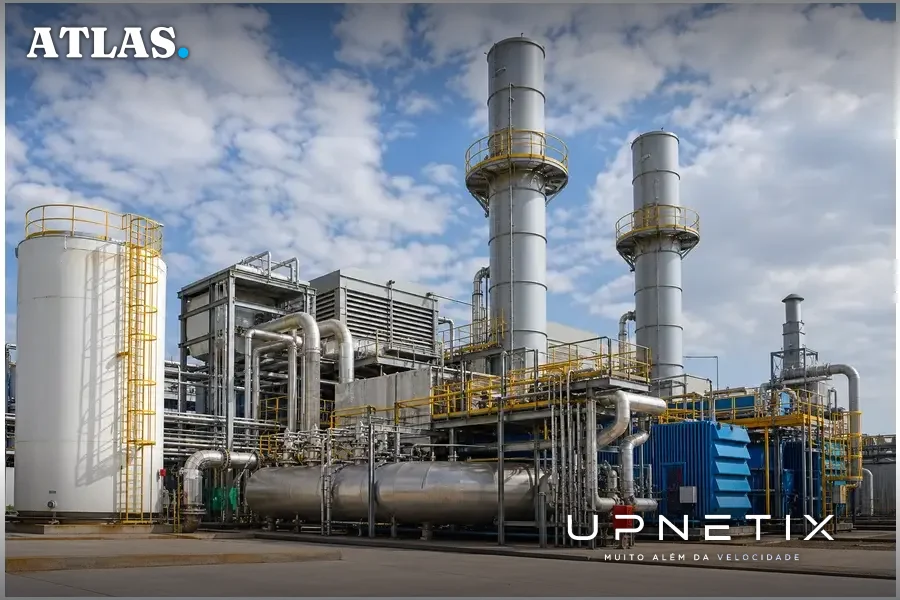 Usina própria de gás natural para data center em área industrial.