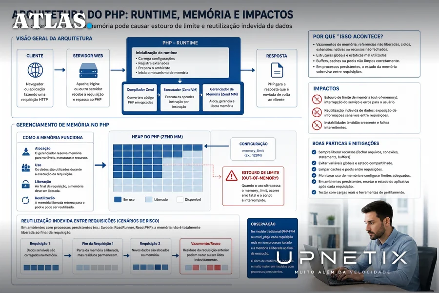 Diagrama didático explicando vulnerabilidades PHP2Shell no runtime do PHP
