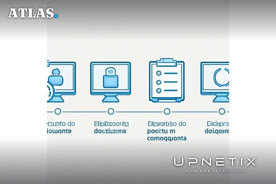 Diagrama realista do fluxo do processo de recuperação pós-ataque cibernético em empresa.