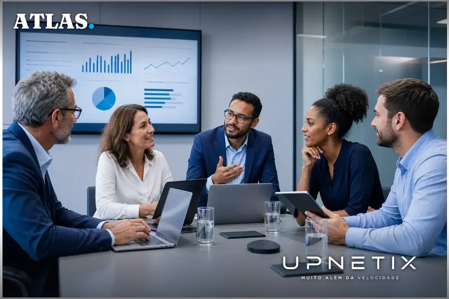 Equipe de provedores brasileiros reunida discutindo modernização das redes ópticas e IA