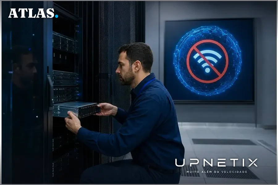 Servidor isolado desconectado da internet em data center moderno.