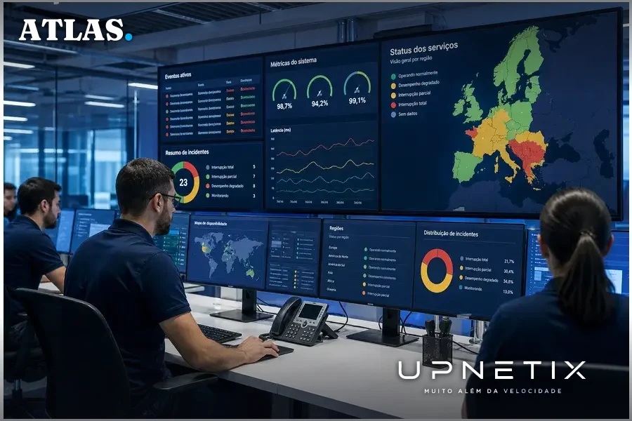Equipe de TI monitorando status da Google Cloud durante falha em Londres