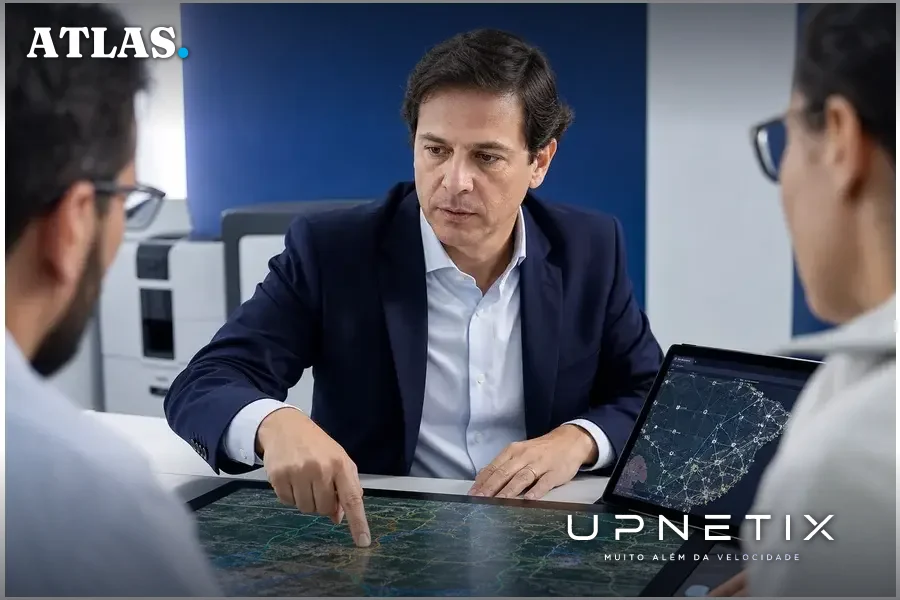 Secretário de Telecomunicações do MCom em reunião analisando projetos de infovias