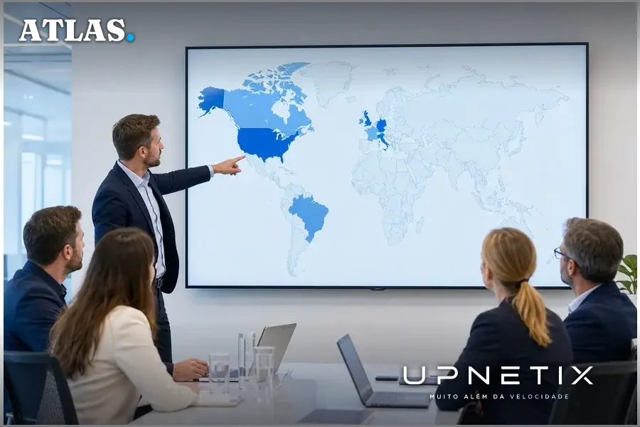 Mapa digital mostrando os principais países atingidos por ataques de ransomware em julho de 2026.