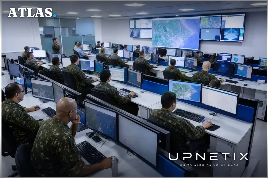 Profissionais do Exército Brasileiro e civis em sala de operações durante Exercício Guardião Cibernético 8.0