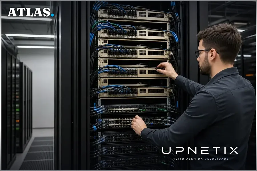 Rack NVIDIA Vera Rubin NVL72 com GPUs interligadas e componentes de rede para supercluster de IA.