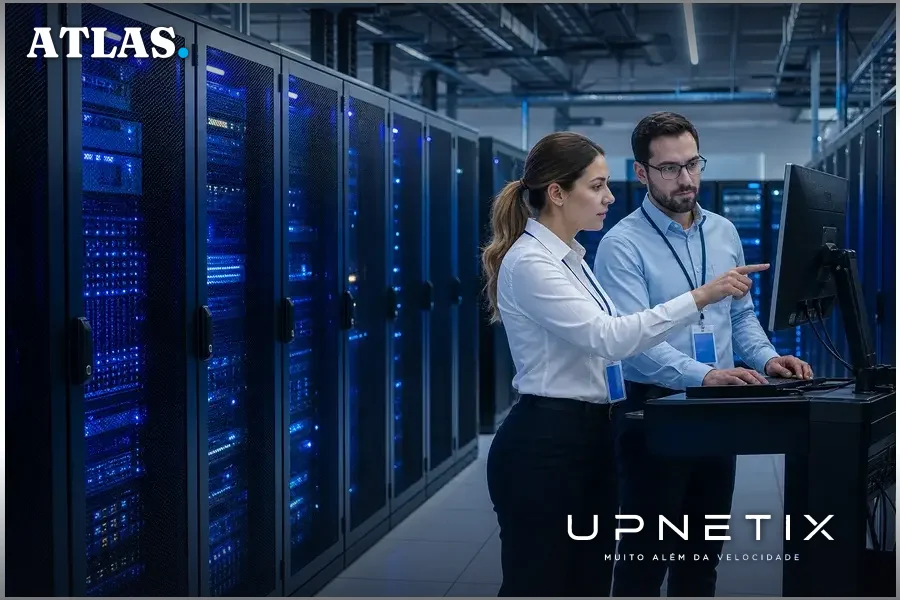 Data center com servidores e equipamentos de rede do governo federal