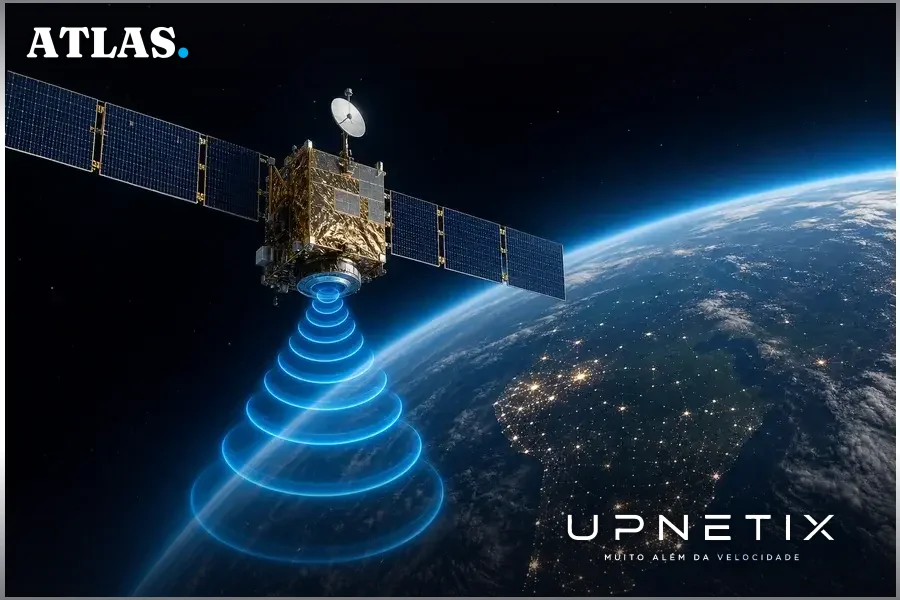Satélite LEO transmitindo sinal na faixa 2,5 GHz para a Terra