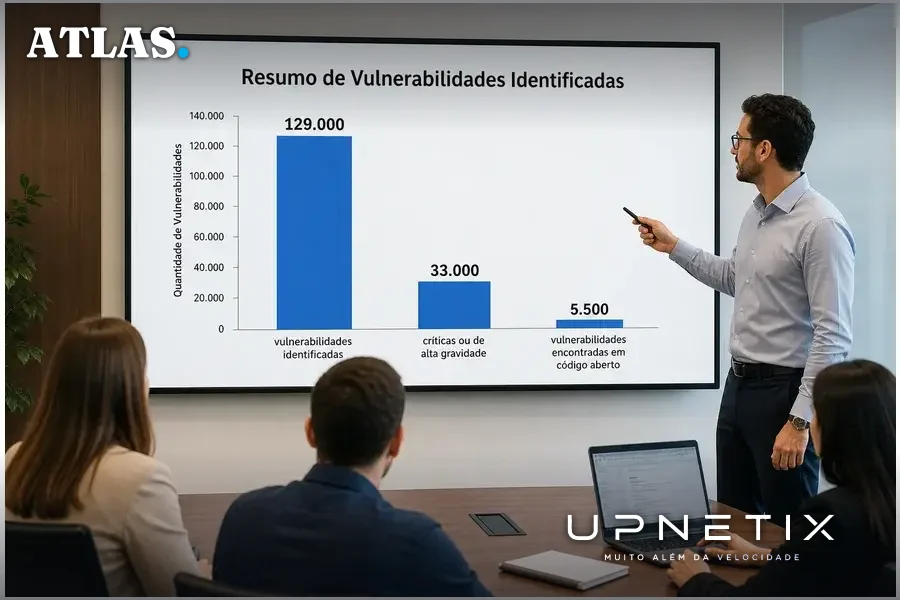 Gráfico de barras ilustrando números de vulnerabilidades encontradas pelo Project Glasswing e varreduras da Anthropic.