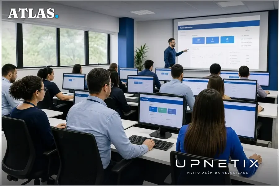 Servidores públicos participando de treinamento em habilidades digitais para operar novas tecnologias.