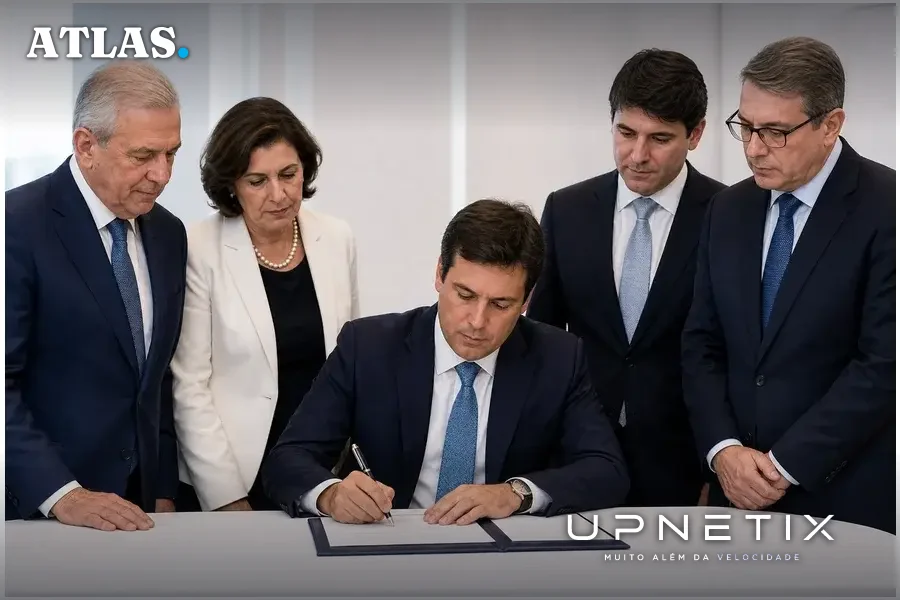Representantes empresariais e parlamentares assinando carta aberta pela regulamentação do Redata.