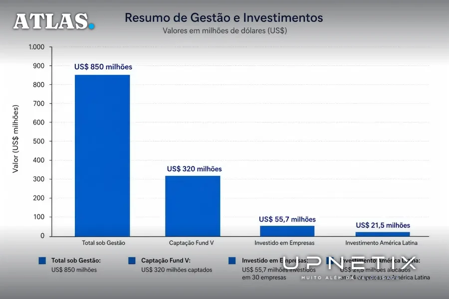 Gráfico de barras corporativo mostrando os valores financeiros e investimentos da Endeavor Catalyst em português.