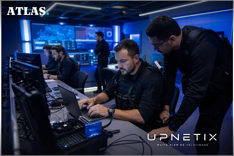 Operadores do grupo TAO da NSA trabalhando com equipamentos de hacking sofisticados em ambiente fechado.