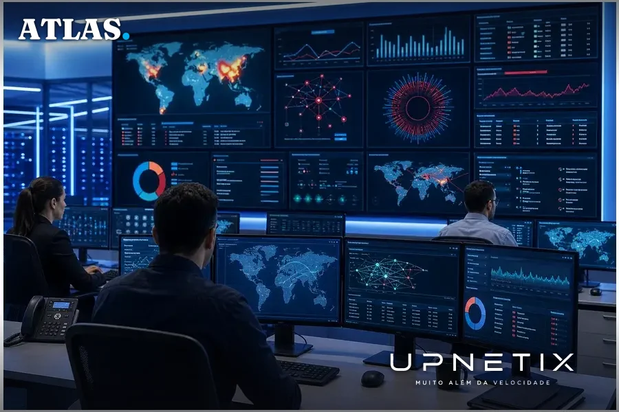 Centro de monitoramento de incidentes de segurança em empresa de telecomunicações.