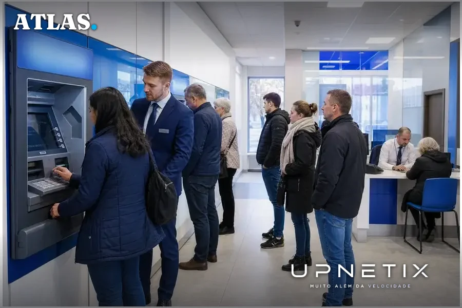 Clientes enfrentando dificuldades em caixas eletrônicos durante falha da Google Cloud