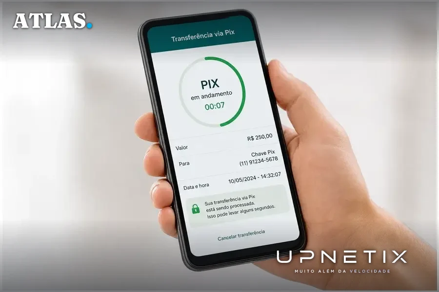 Transação via Pix em smartphone mostrando rapidez da liquidação