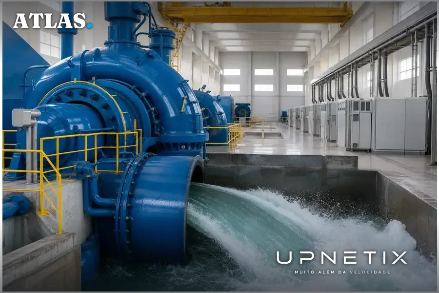 Usina hidrelétrica na Amazônia destacando a geração de energia para data centers