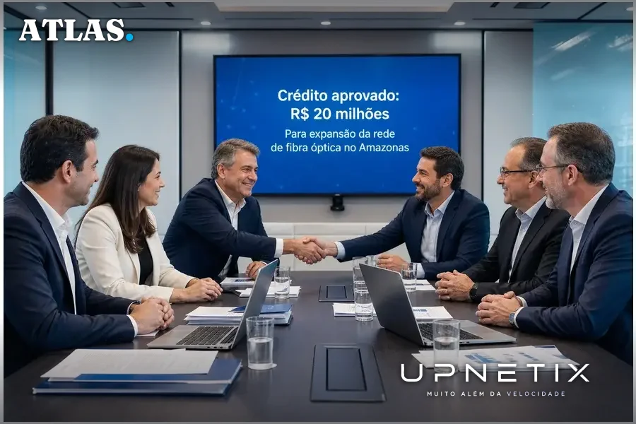 Executivos da Click IP e BNDES em reunião formal para aprovação de crédito
