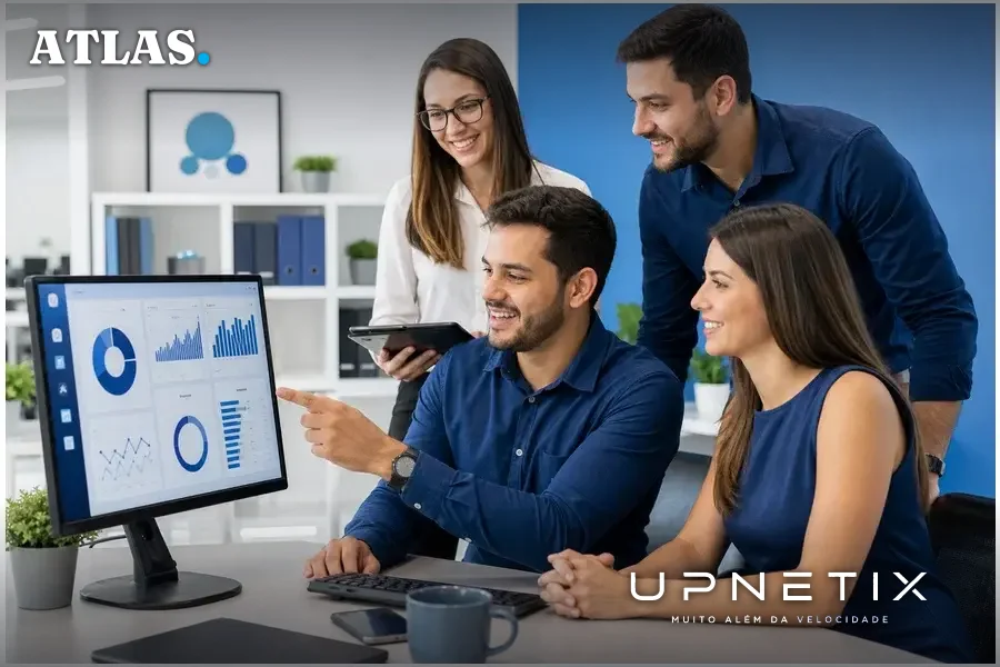 Equipe de PMEs brasileiras demonstrando confiança em infraestrutura de segurança digital para crescimento