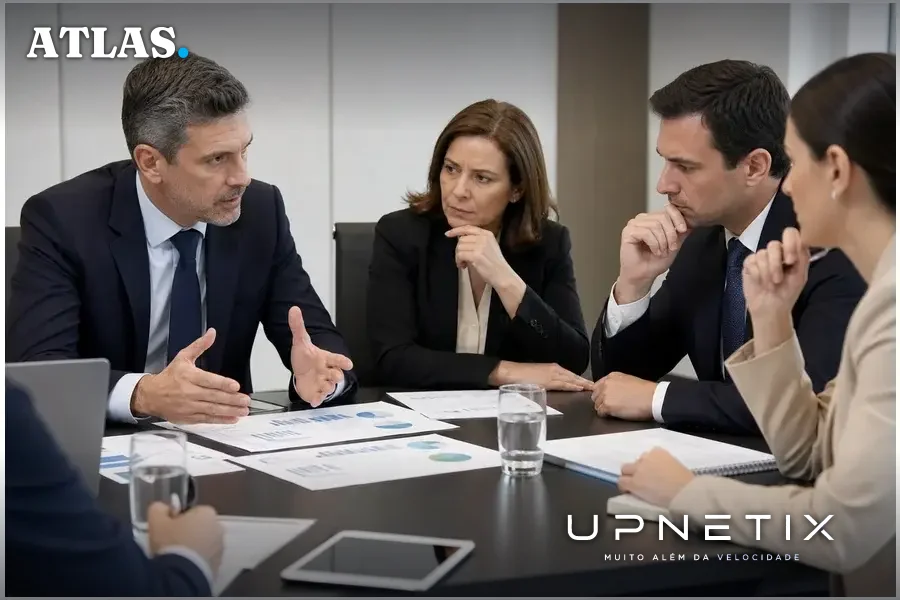 Reunião ministerial realista discutindo regulamentação do Redata e matriz energética para data centers.