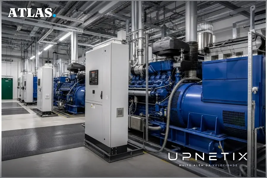 Data center da Google Cloud com geradores elétricos em Londres