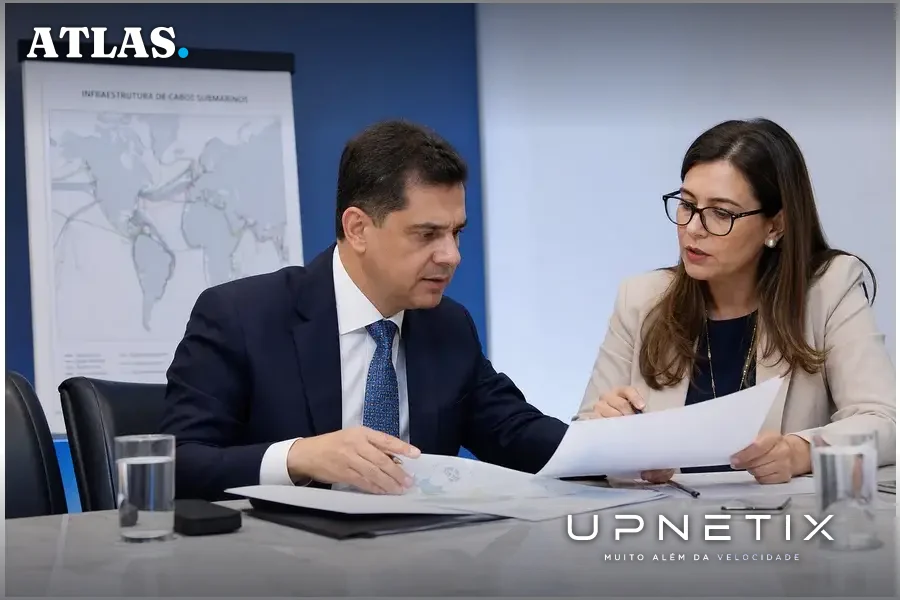 Reunião de representantes do governo brasileiro discutindo políticas para cabos submarinos