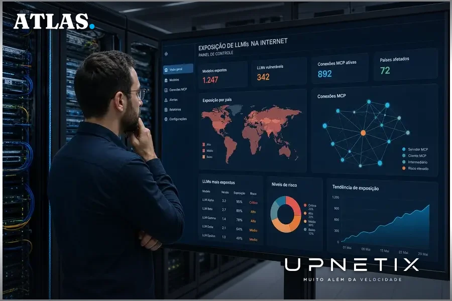 Servidor de IA exposto em data center monitorado para segurança contra ataques LLMjacking