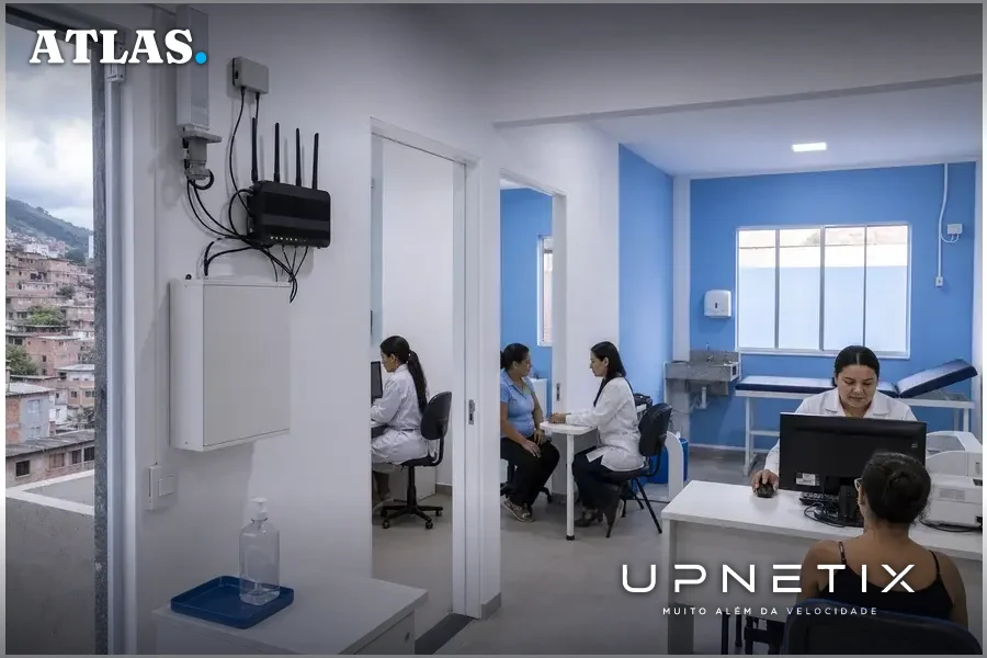 Unidade básica de saúde em favela conectada via projetos do Fust Direto