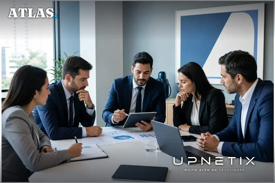 Reunião de gestores discutindo incentivos fiscais e financiamento para data centers