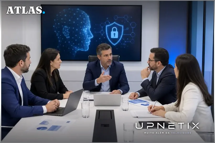 Executivos brasileiros discutindo estratégias de inteligência artificial para combate a fraudes