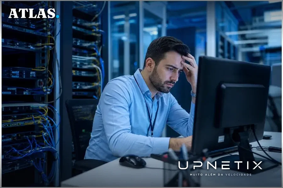Analista de segurança frustrado diante de falhas na prevenção após invasão de ransomware em infraestrutura crítica.