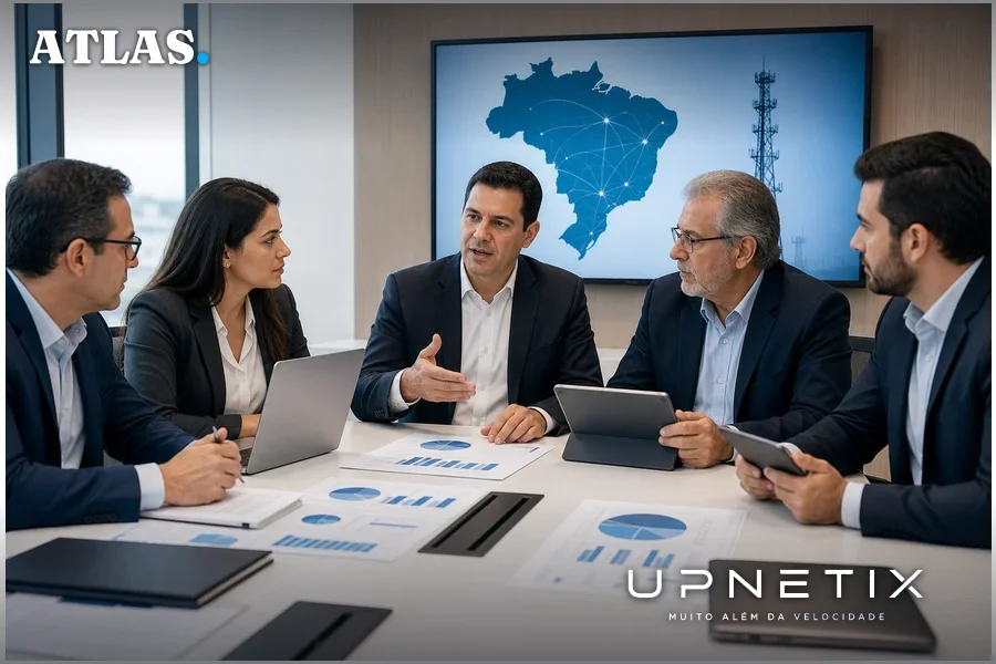 Reunião técnica entre especialistas brasileiros do IBTD discutindo infraestrutura digital e políticas de incentivo.