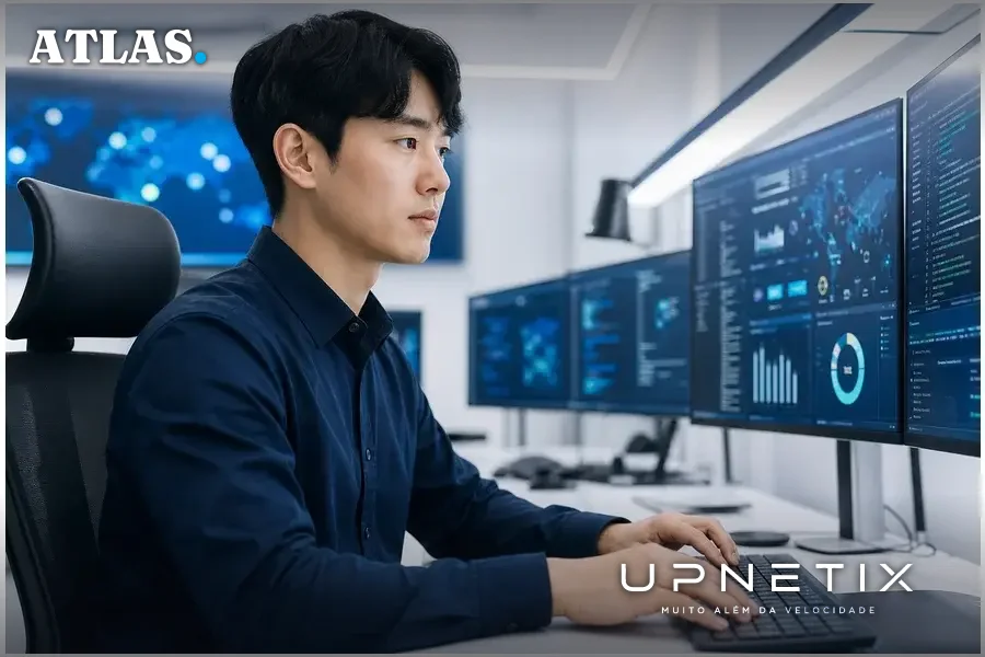 Especialista em cibersegurança sul-coreano analisando ataques cibernéticos com IA