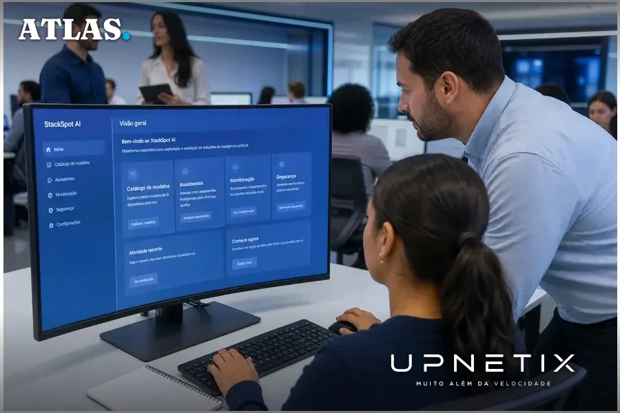Profissionais utilizando o ambiente StackSpot AI para experimentação e aprendizado de IA no Itaú.