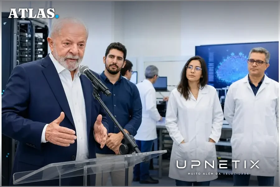 Presidente Lula discursando no Parque Científico e Tecnológico Augusto Severo no RN sobre investimento em IA