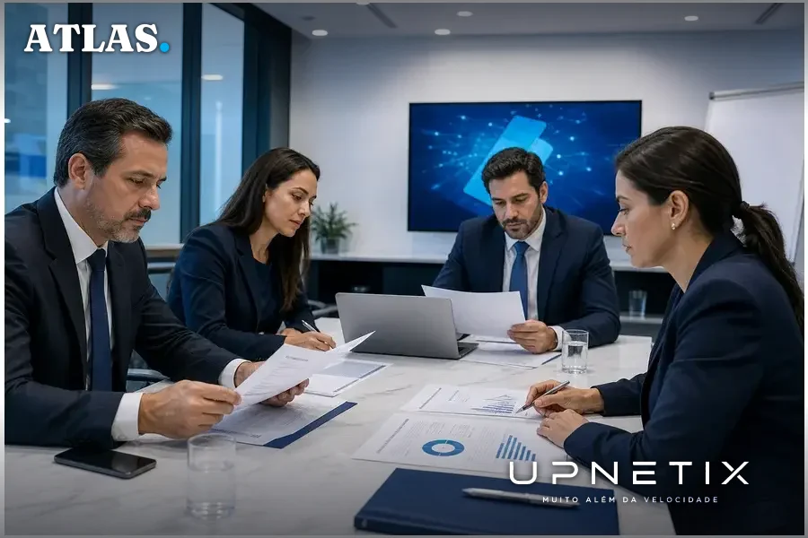 Executivos brasileiros em reunião discutindo novas regras do Banco Central para o Pix, ambiente corporativo moderno.